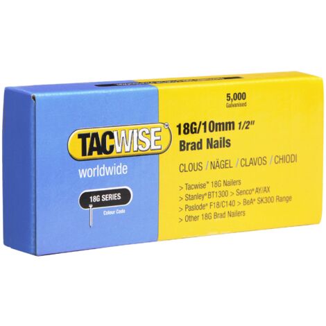 TACWISE 0392 18G CHIODI SENZA TESTA DA 10 MM, SET DI 5000 PEZZI