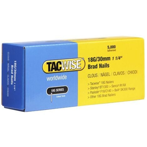 Tacwise 0397 18G 30mm Brad Nails Galvanised 5000 Pack - 181ELS 191 DGN50V Ranger