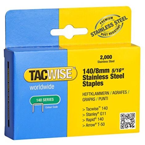 Tacwise 1216 Punti in Acciaio Inox Professionali, Tipo 140/8mm, Confezione da 2000