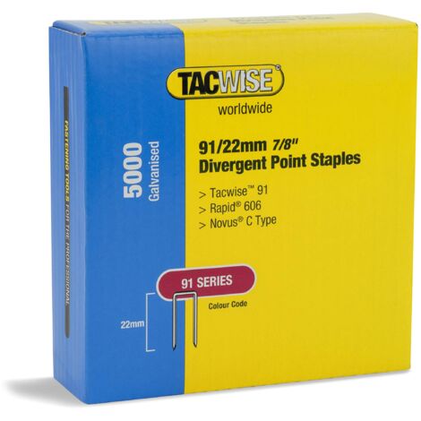 Tacwise 1617 Punti a Corona Stretta e Punta Divergente Tipo 91/22 mm, Confezione da 5000