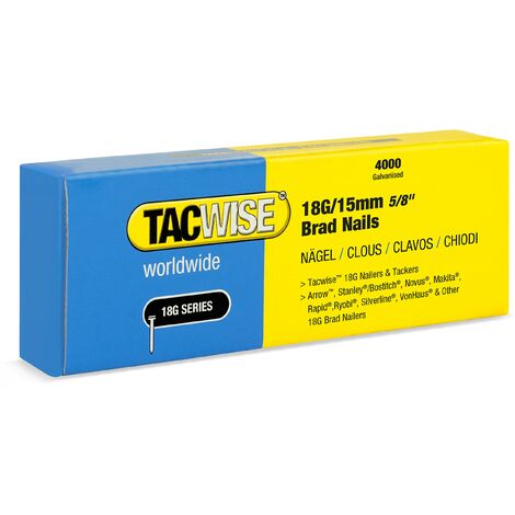 Tacwise 1708 Chiodi Brad Galvanizzati Tipo 18G / 15 mm, Confezione da 4000