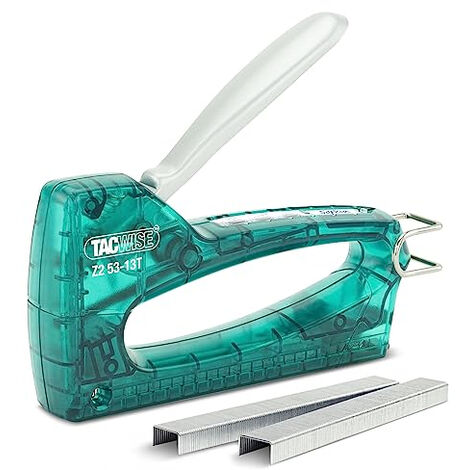 TACWISE 1728 Z2 53-13T AGRAFEUSE MANUELLE TRANSPARENTE AVEC 300 AGRAFES, UTILISE LES AGRAFES DE TYPE 13 ET 53/4-8 MM, VERT TRANS
