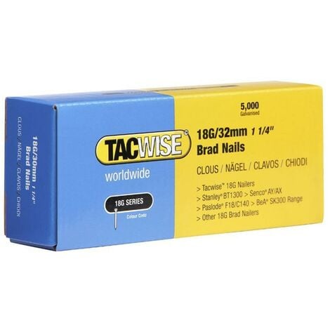 Tacwise 18G 32mm Galvanised Brads Nails 18 Gauge 5000 Box 0398 DGN50V Ranger