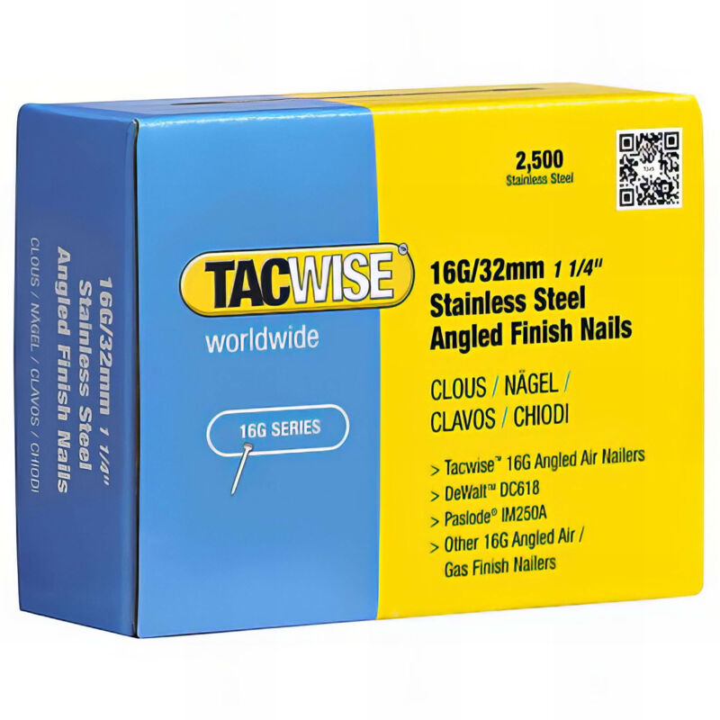 Clous de finition à angle 16 ga / 32 mm en Acier Inoxydable - lot de 2 500 pièces