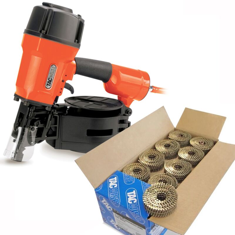 Coil Nailer Pneumatic 45mm - 90mm Trade Air Nail Gun + 9000 Nails JCN90V - Tacwise