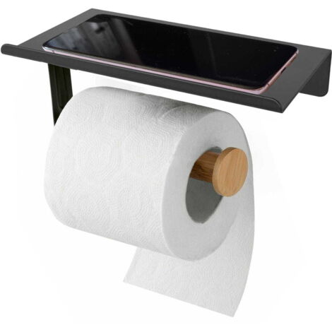TADAR 4981 schwarzer Toilettenpapierhalter mit Ablage