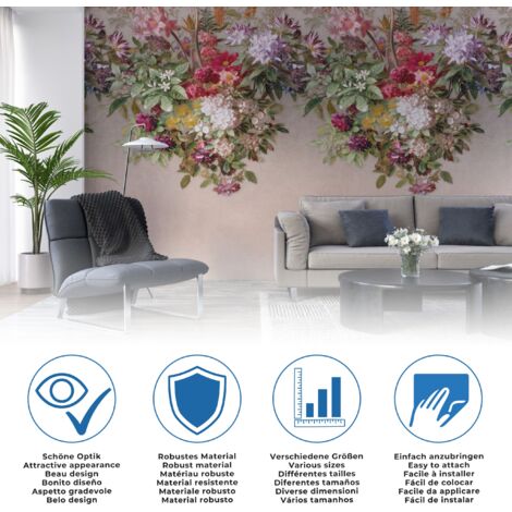 Tadessi Fototapete  Vögel  5.00 m x 2.70 m  Rosa  Gelb  Wandbild  Digitaldruck