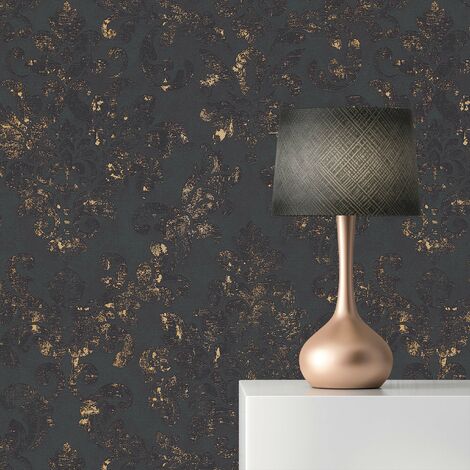 TADESSI  Tapete Barock Giulia  M1-No.392  Vliestapete  Schwarz  Gold  Barock  Tapete mit Ornamenten  Wohnzimmer Schlafzimmer