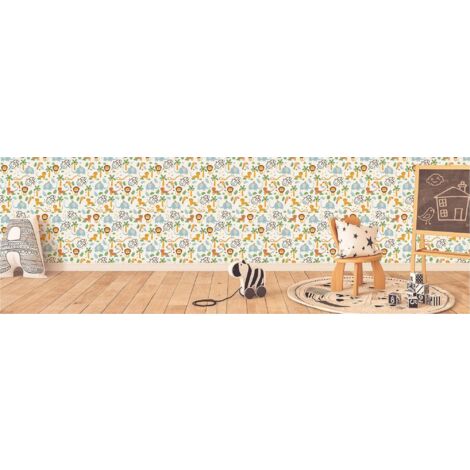 TADESSI  Tapete Kinderzimmer  M1-No.718  Vliestapete  Bunt  Gelb  Dschungeltapete  Tiere  Natur  Jungenzimmer  Mädchenzimmer