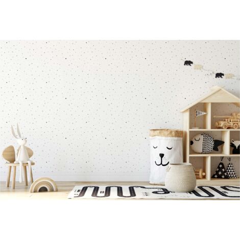 TADESSI  Tapete Kinderzimmer  M1-No.721  Vliestapete  Grau  Schwarz  Tapete mit Punkten  Jungenzimmer  Mädchenzimmer