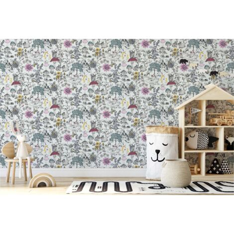 TADESSI Tapete Kinderzimmer M1-No.726 Vliestapete Schwarz Weiß Blumentapete Jungenzimmer Mädchenzimmer