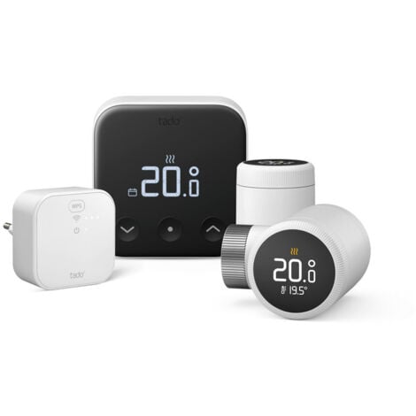 Tado Termostato Intelligente Cablato X kit di base + 2 valvole, Controllo multistanza, Wi-fi, Matter, Assistenti vocali google e alexa