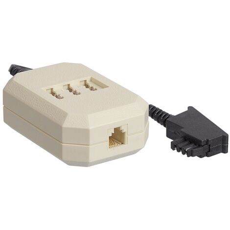 TAE-F scatola per cavi di prolunga NFN, conduttore di alluminio placcato di rame (CCA), Spina TAE-F  3 prese TAE N/F/N jack + Presa RJ11/RJ14 (6P4C). Lunghezza del Cavo 0.2 m
