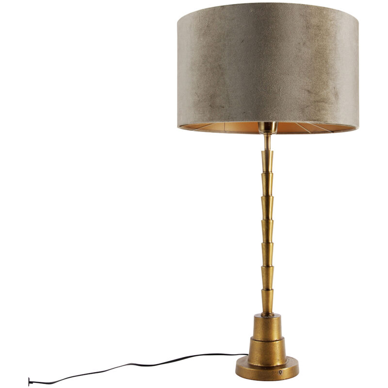 Image of Table Lamp Bronze with Velvet Shade&hellip;