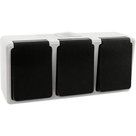 TAFF Feuchtraum 3-fach Steckdose IP44 Aufputz Dreifachsteckdose horizontal