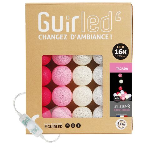 GUIRLED Tagada Classique Intérieur Guirlande lumineuse boules coton LED 16 boules