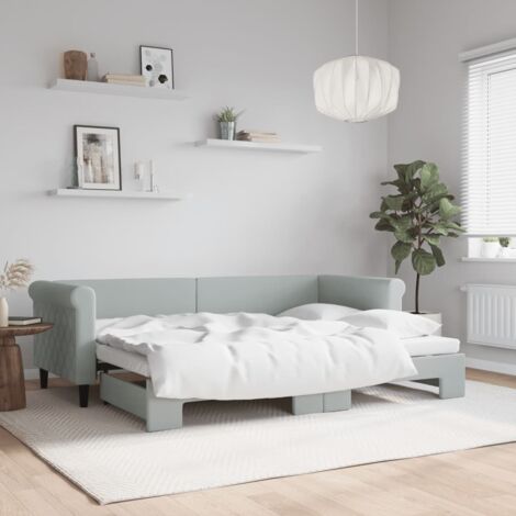 Tagbett mit ausziehbarem Bett grau 80x200 cm Samt