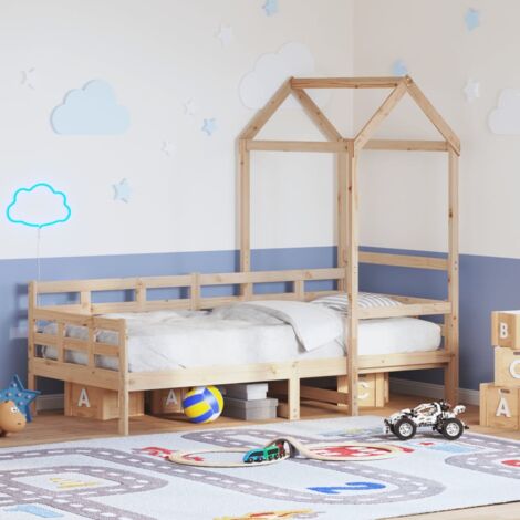 Tagbett mit Dach 80x200 cm aus massivem Kiefernholz