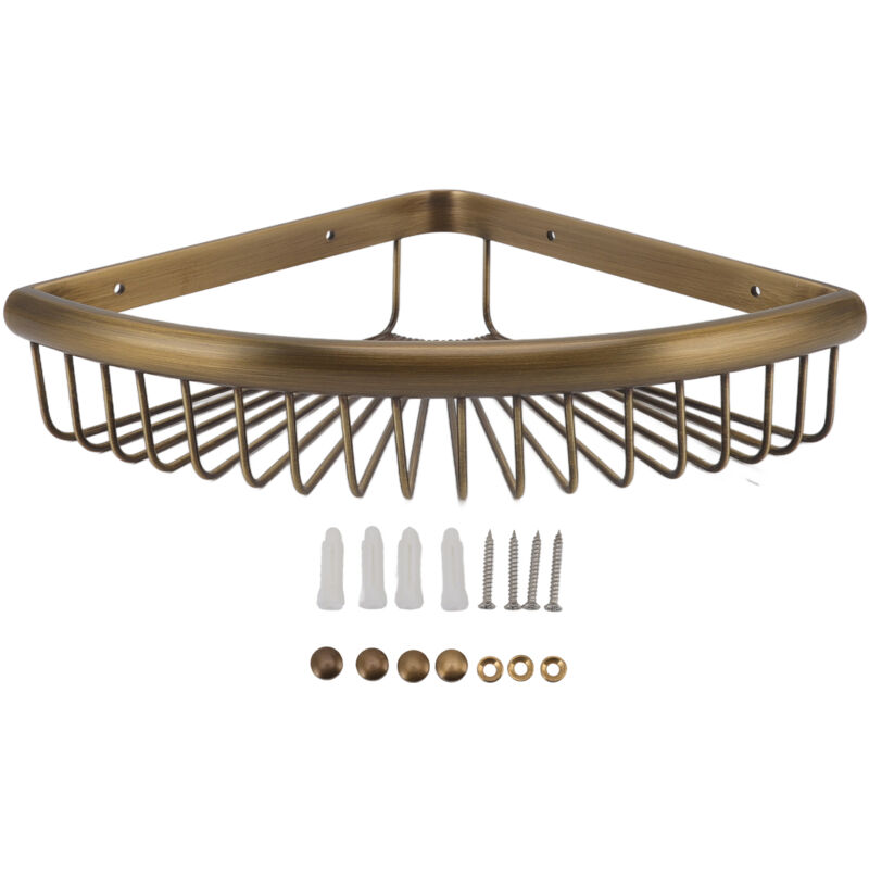 Tagère de rangement triangulaire en laiton pour douche d'angle Vintage, étagère d'angle pour organisateur de salle de bains