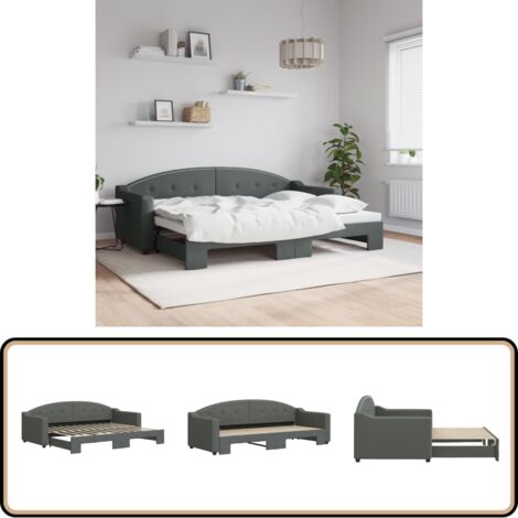 Tagesbett Ausziehbar Dunkelgrau 80x200 cm Stoff - Sofa - Schlafsofa - Gästebett - Tagesbett - Ausziehbarer Schlafsitz