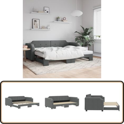 Tagesbett Ausziehbar Dunkelgrau 80x200 cm Stoff - Sofa - Schlafsofa - Gästebett - Tagesbett - Doppelbett
