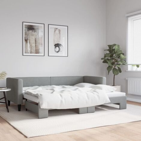 Tagesbett Ausziehbar Hellgrau 80x200 cm Stoff vidaXL