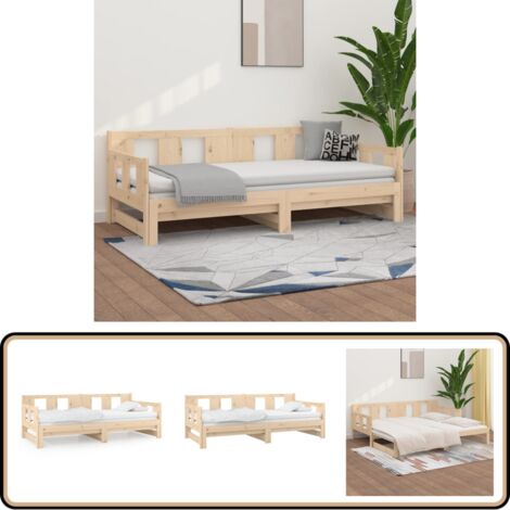 Tagesbett Ausziehbar Massivholz Kiefer 2x(80x200) cm - Tagesbett - Holzbett - Kiefernholzbett - Gästebett - Platzsparendes Möbel
