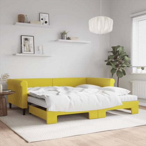 Tagesbett Ausziehbar mit Matratzen Gelb 100x200 cm Samt vidaXL
