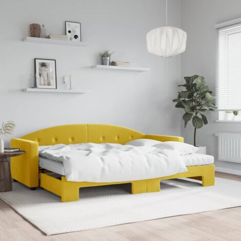 Tagesbett Ausziehbar mit Matratzen Gelb 80x200 cm Samt vidaXL