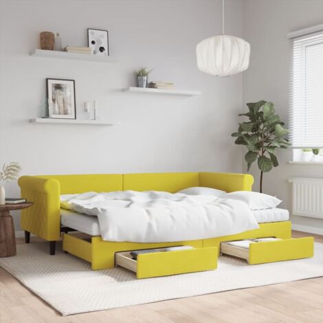 Tagesbett Ausziehbar mit Schubladen Gelb 80x200 cm Samt vidaXL