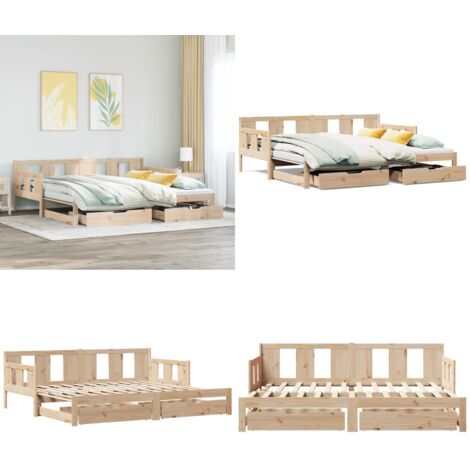 Tagesbett Ausziehbar mit Schubladen ohne Matratze 90x200 cm - Schlafsofa - Doppelbett