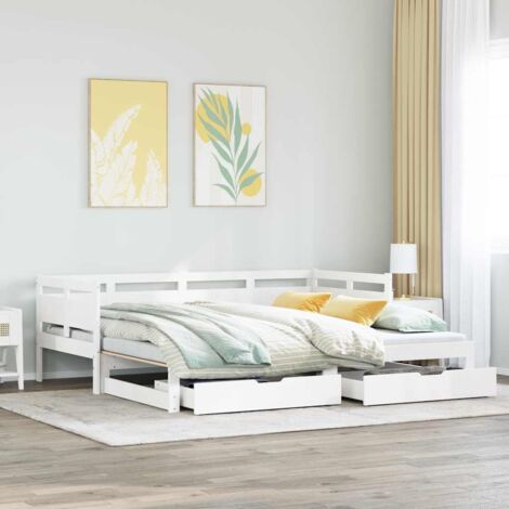 Tagesbett Ausziehbar mit Schubladen ohne Matratze Weiß 80x200cm vidaXL