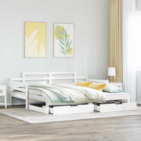 Tagesbett Ausziehbar mit Schubladen ohne Matratze Weiß 90x200cm vidaXL