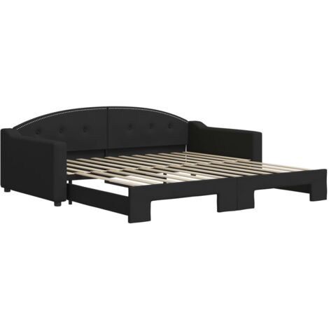 Tagesbett Ausziehbar Schwarz 100x200 cm Stoff vidaXL