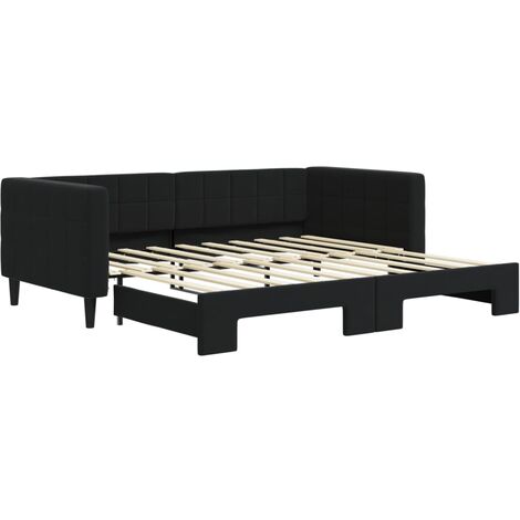 Tagesbett Ausziehbar Schwarz 90x190 cm Samt vidaXL