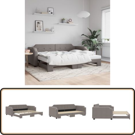Tagesbett Ausziehbar Taupe 100x200 cm Stoff - Sofa - Gästebett - Schlafsofa - Doppelbett - Tagesbett