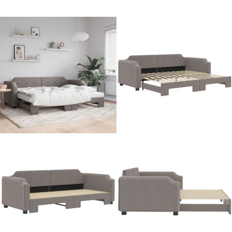 Tagesbett Ausziehbar Taupe 100x200 cm Stoff - Sofa - Gästebett - Schlafsofa - Doppelbett - Tagesbett - Home & Living