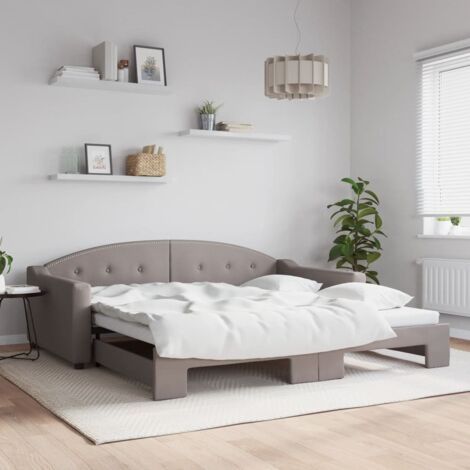 Tagesbett Ausziehbar Taupe 100x200 cm Stoff vidaXL