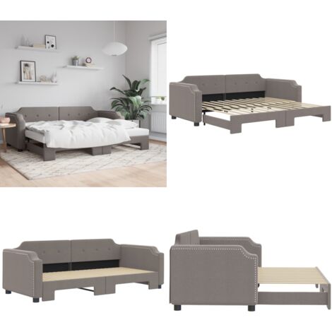 Tagesbett Ausziehbar Taupe 80x200 cm Stoff - Sofa - Schlafsofa - Gästebett - Tagesbett - Ausziehbarer Schlafsitz - Home & Living