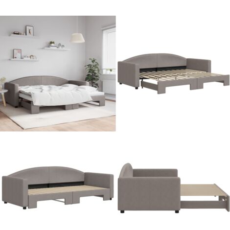 Tagesbett Ausziehbar Taupe 90x200 cm Stoff - Schlafsofa - Sofa-Bett