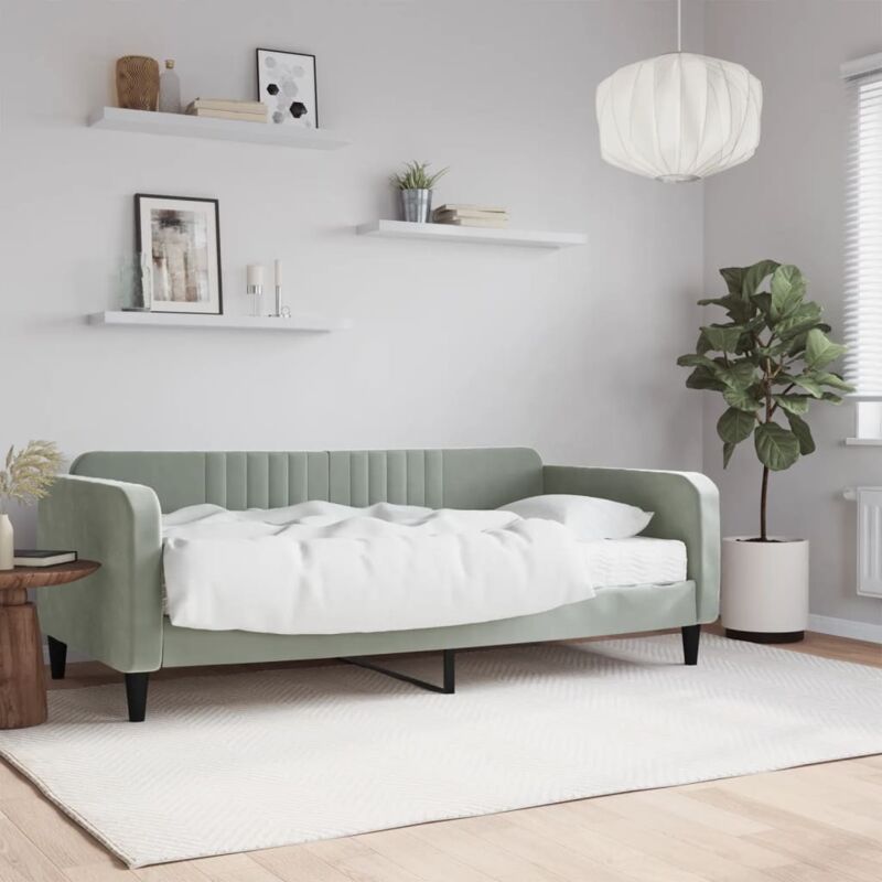 Tagesbett Mit Matratze Hellgrau 90x190 Cm Samt Vidaxl