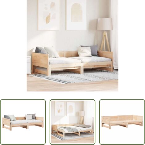 Tagesbett Braun -  Ausziehbares Tagesbett Braun 203,5 x 184 x 56,5 cm