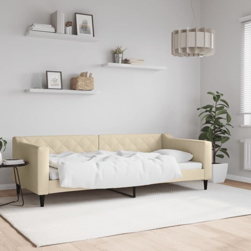 Tagesbett Creme 90x200 Cm Stoff Vidaxl