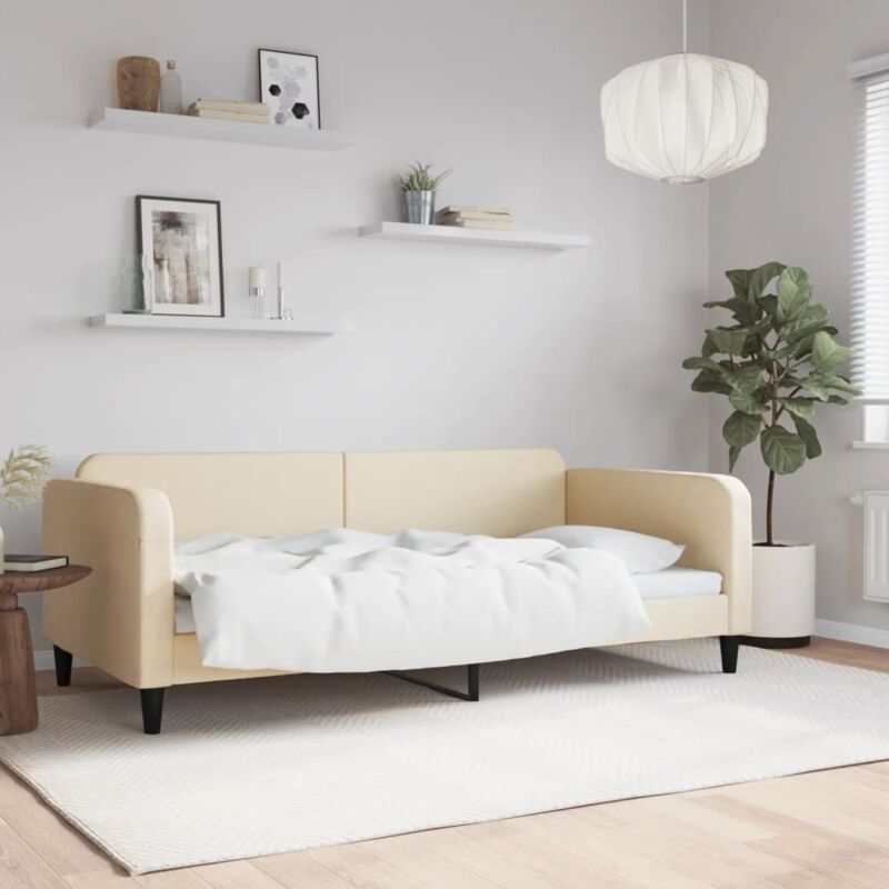 Tagesbett Creme 100x200 Cm Stoff Vidaxl