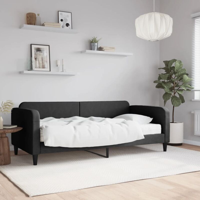 Tagesbett Mit Matratze Schwarz 90x200 Cm Stoff Vidaxl