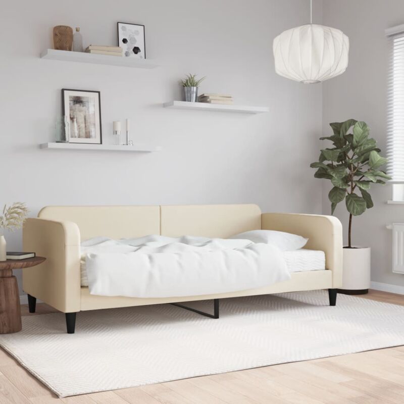 Tagesbett Mit Matratze Creme 90x200 Cm Stoff Vidaxl