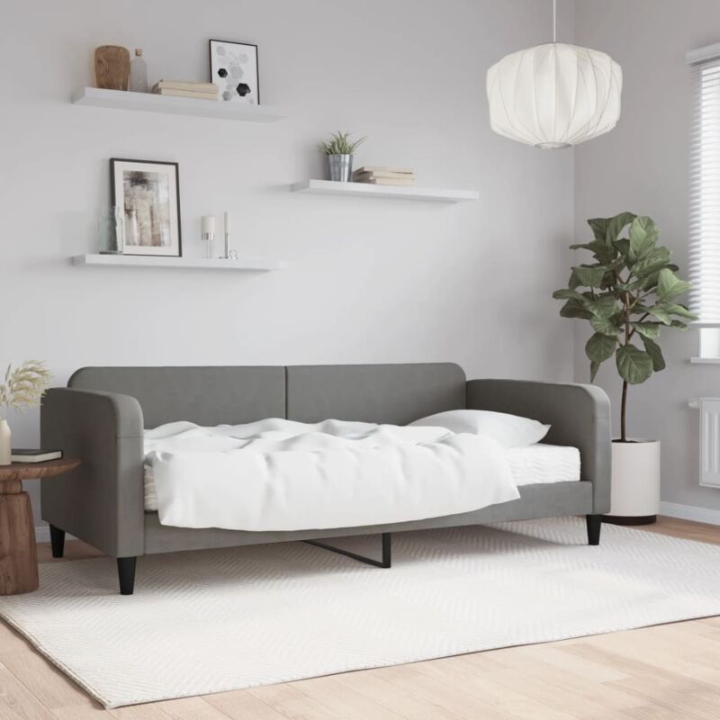 Tagesbett Mit Matratze Dunkelgrau 90x190 Cm Stoff Vidaxl