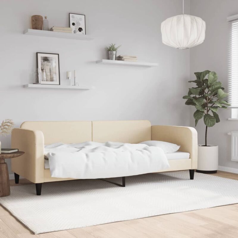 Tagesbett Creme 90x200 Cm Stoff Vidaxl