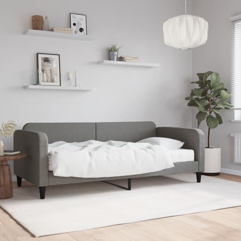 Tagesbett Mit Matratze Dunkelgrau 90x200 Cm Stoff Vidaxl