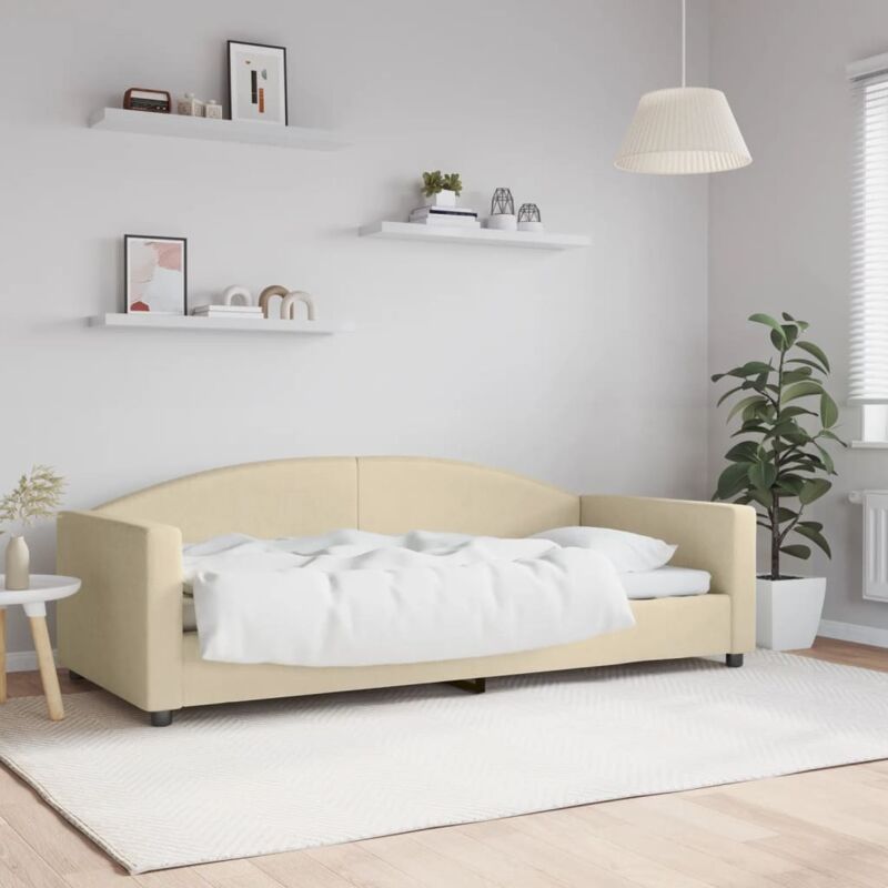 Tagesbett Creme 90x200 Cm Stoff Vidaxl